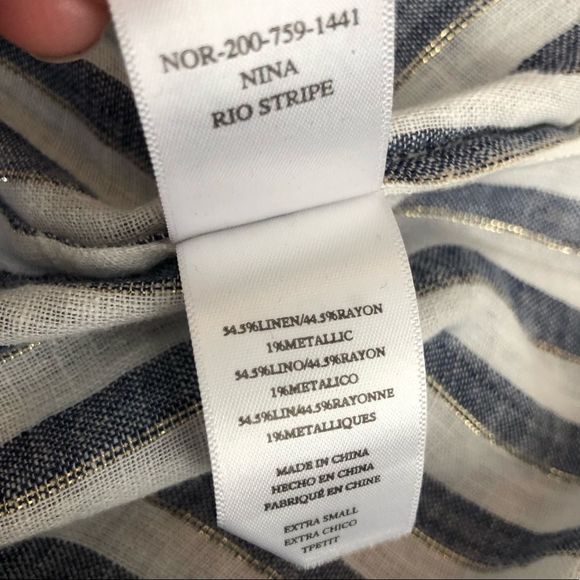 Rails Rio Blue White Stripe Nina Linen Blend Blouse NWT size XS - Picture 12 of 16